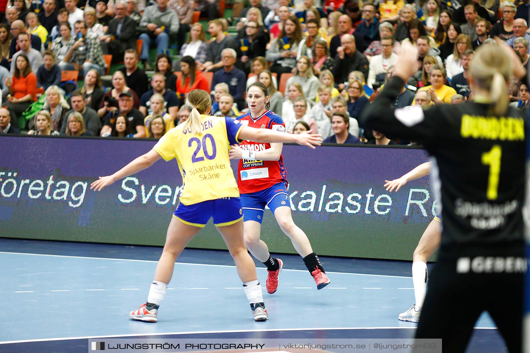 EM-Kval Sverige-Serbien 31-30,dam,Arena Skövde,Skövde,Sverige,Handboll,,2018,199877