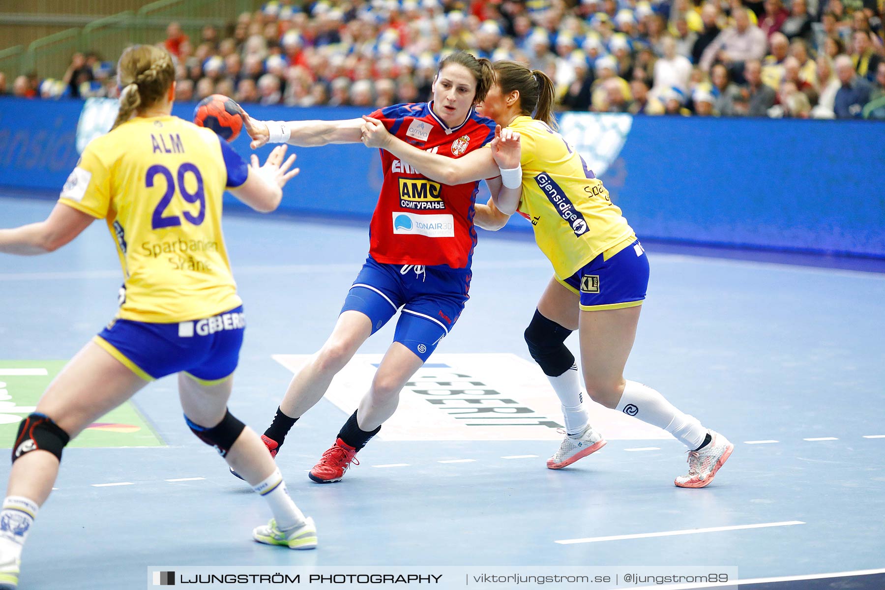 EM-Kval Sverige-Serbien 31-30,dam,Arena Skövde,Skövde,Sverige,Handboll,,2018,199891