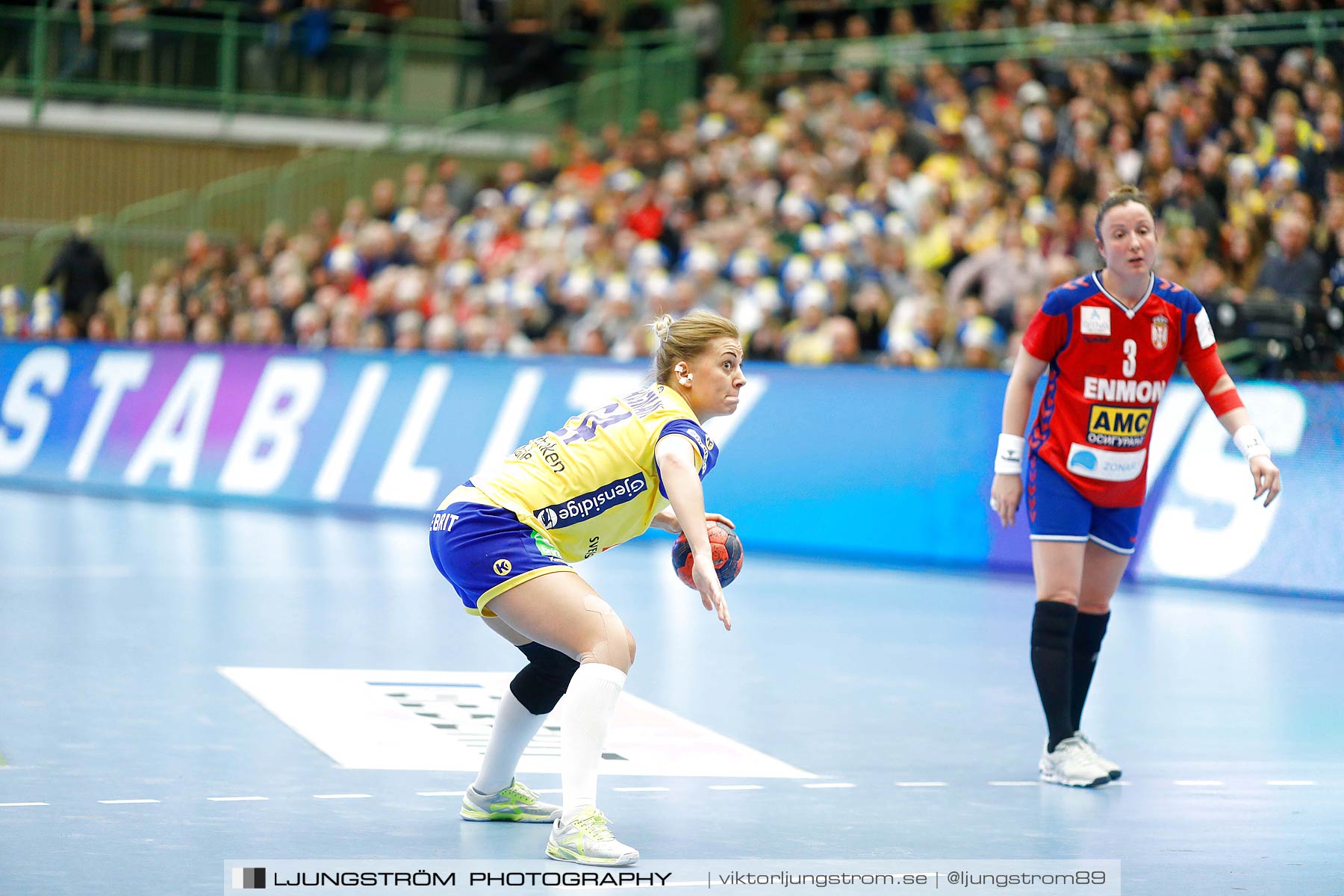 EM-Kval Sverige-Serbien 31-30,dam,Arena Skövde,Skövde,Sverige,Handboll,,2018,200022